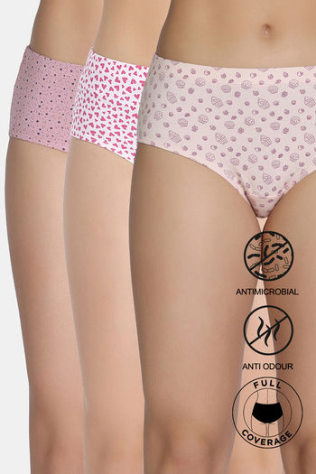 Buy Zivame Medium Rise Full Coverage Hipster Panty (Pack of 3) -  Multicolor